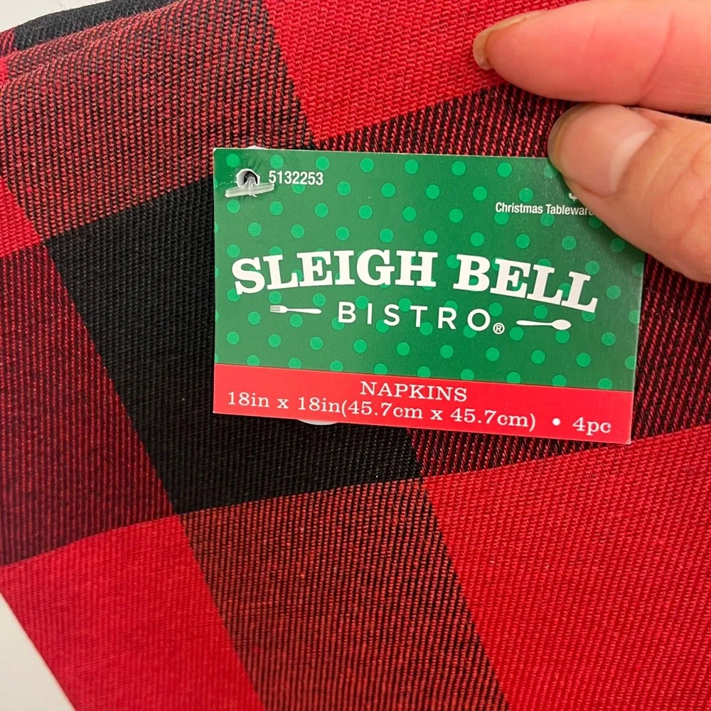 Red and Black Plaid Tablecloth and holly berry scatter